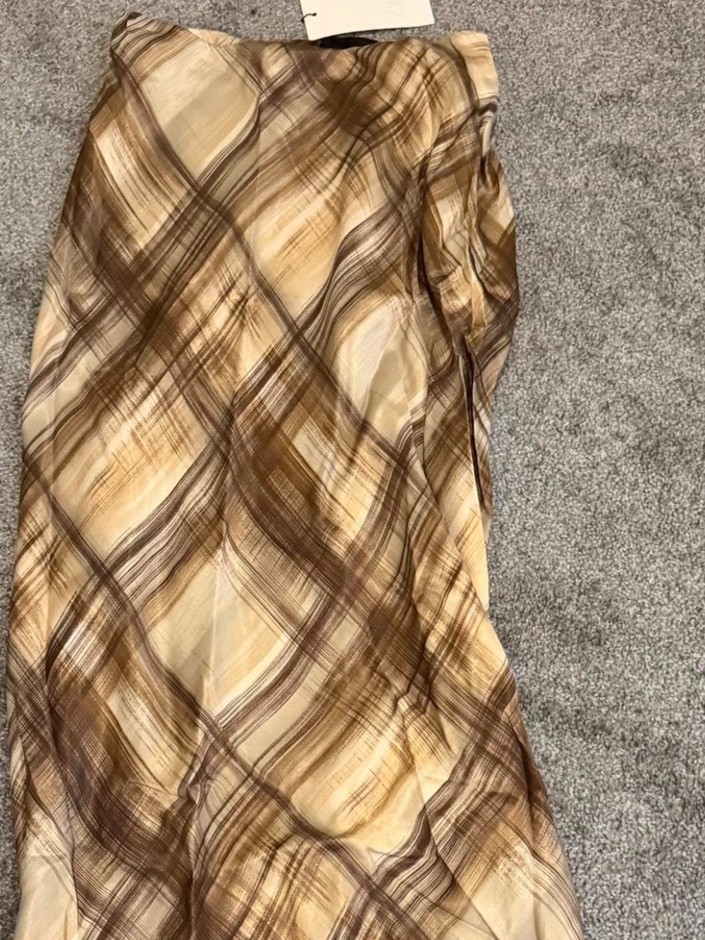Zara Brown and Cream Plaid Midi Skirt - Picture 3 of 3